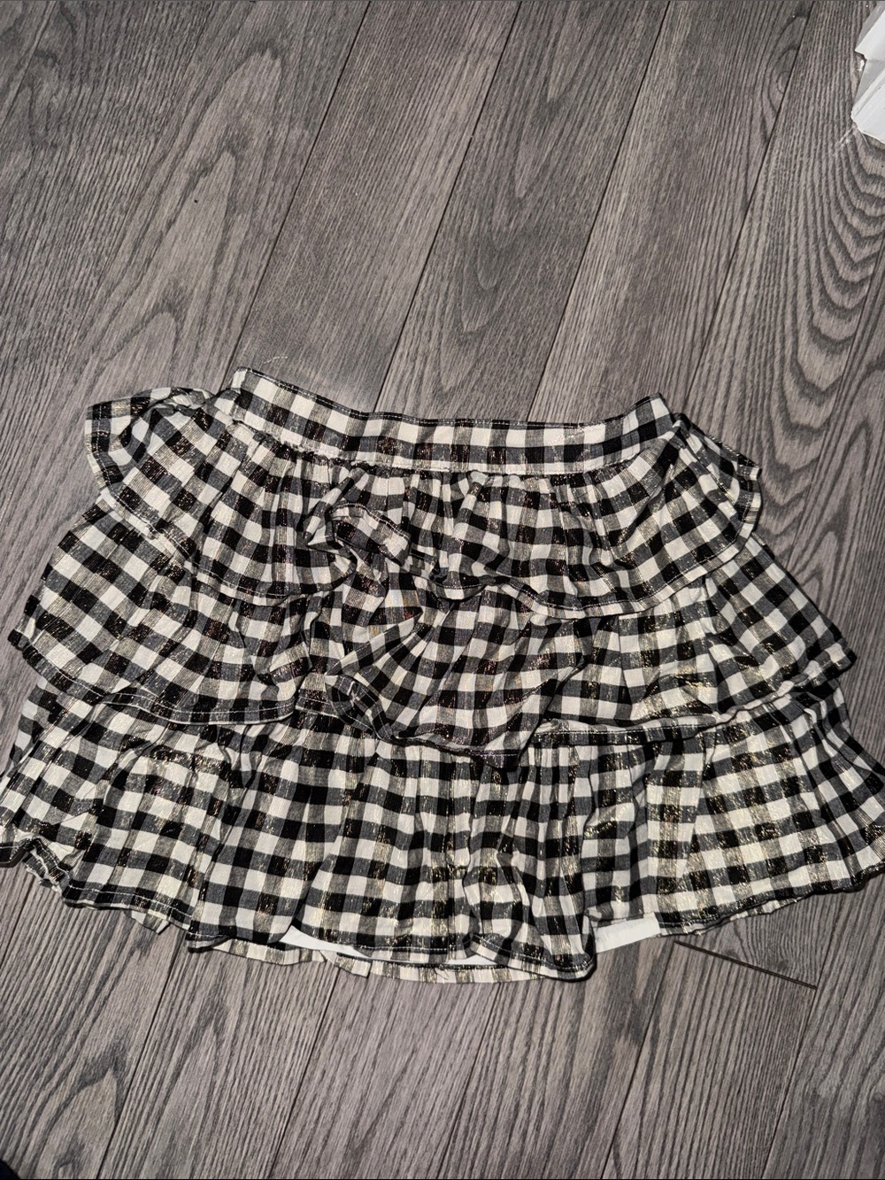 Black & White Gingham Tiered Mini Skirt